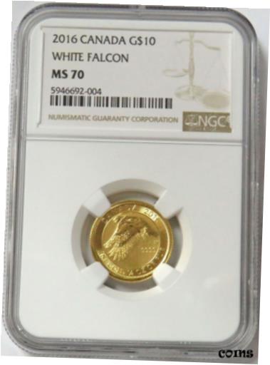 【極美品/品質保証書付】 アンティークコイン 金貨 2016 GOLD CANADA $10 WHITE FALCON 1/4oz COIN NGC MINT STATE 70 [送料無料] #gct-wr-9092-534