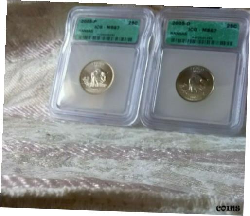 yɔi/iۏ؏tz AeB[NRC RC   [] 2005 P & D Kansas Statehood Quarter Coins ICG Mint State 67 Certified