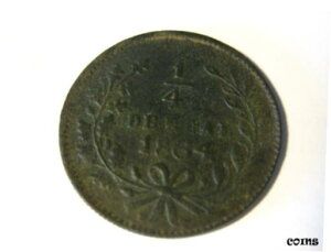 1864/4 1/4 本物 メキシコ / シナロア州 クリアカン造幣局1864/4 1/4 real Mexico / Sinaloa State Culiacan Mint