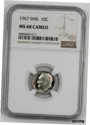 ڶ/ʼݾڽա ƥ    [̵] 1967 SMS ROOSEVELT DIME 10C NGC CERTIFIED MS 68 MINT STATE UNC - CAMEO (017)