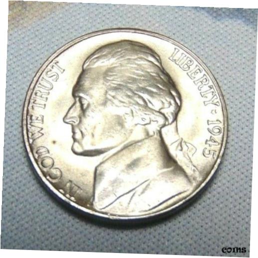 【極美品/品質保証書付】 アンティークコイン コイン 金貨 銀貨 [送料無料] 1945 S Jefferson Wartime Nickel BU Uncirculated Mint State 35% Silver 5c Coin #2