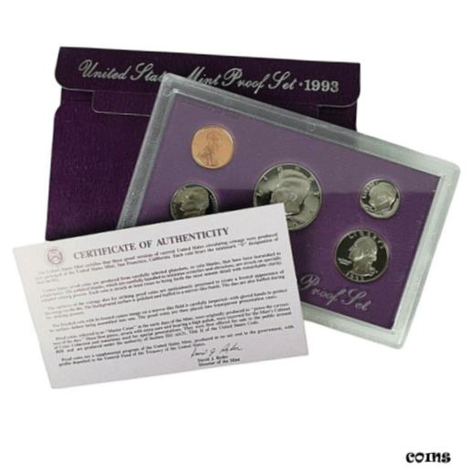 【極美品/品質保証書付】 アンティークコイン コイン 金貨 銀貨 送料無料 1993 S United States Mint Proof Set Original Box 5 Coins Half Quarter Dime More