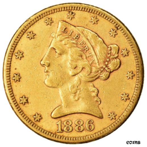 【極美品/品質保証書付】 アンティークコイン 硬貨 863682 Coin, United States, Coronet Head, 5, Half Eagle, 1886, U.S. Mint 送料無料 ocf-wr-9116-503