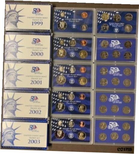 【極美品/品質保証書付】 アンティークコイン コイン 金貨 銀貨 送料無料 United States Mint Proof Set State Quarters Lot of 5 Sets 1999 2000/1/2/3