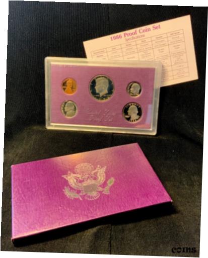 【極美品/品質保証書付】 アンティークコイン コイン 金貨 銀貨 送料無料 1986 United States Proof Set 5 Coin Complete In Original Mint Packet Spec Card