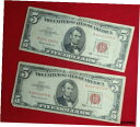 yɔi/iۏ؏tz AeB[NRC RC   [] Lot of 2 1963 $5 Five Dollar United States Red Seal Legal Tender Circulated