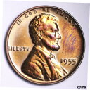 【極美品/品質保証書付】 アンティークコイン コイン 金貨 銀貨 [送料無料] 1955 Lincoln Wheat Cent Penny CHOICE PROOF FREE SHIPPING E715 XL