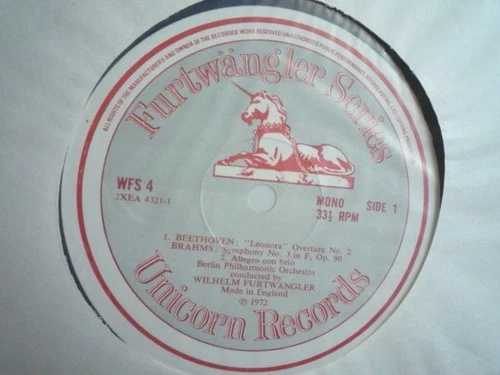 WG26 イングリッシュ・ユニコーン LP ブラームス/交響曲第3番他 フルトヴェングラー/ベルリンフィル vivito2-11936573 WORLD RESOURCE【EMPEROR店】 サンプル画像3