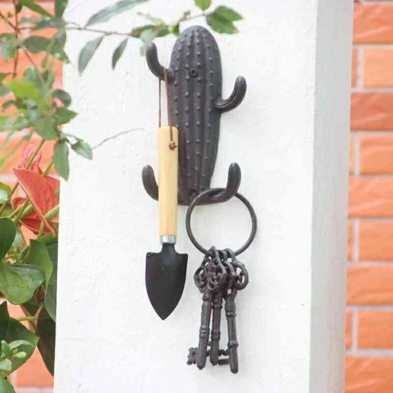 ガーデニング ハンガーフック鋳鉄サボテン形フック壁掛け服、帽子、タオル、リビング用ハンガーラック棚、バスルームクラフト hanging hook Cast ir...