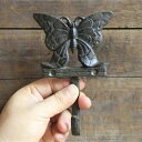 ガーデニング 鋳鉄製バタフライウォールキーラックホルダーフック用コート/キーウォールマウントドアフック Cast Iron Butterfly Wall Key...