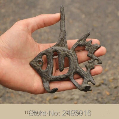 ガーデニング 鋳鉄製ウォールフックラブリーマリーンフィッシュオーシャンシリーズウォールマウントタオルハンガーフック用帽子、キー、コート Cast Iron Wa...