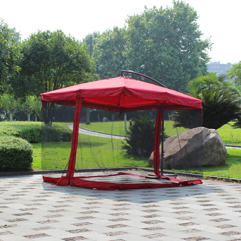 ガーデニング 2.7メートルガーデンアンブレラスチールアイアンサンパラソルパティオ屋外用家具は、ガーゼサイドウォール付きサンシェードをカバーしています4色 2.7 meter garden umbrella steel iron sun parasol patio outdoor furniture covers sunshade with gauze sidew
