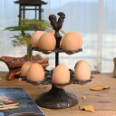 K[fjO KтF̒SGbOz_[X^hNGCeBuGbObNLb`I[KiCU[GbO[Rei12̃GbO[ Cast Iron Egg Holder Stand in Rust brown Creative Egg Racks Kitchen Organizer Egg Storage Container Holds 12 Eggs