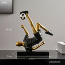 オブジェ 【ブラックA】サッカー選手フィギュアレジンスタチューホームデコレーションアクセサリーリビングルームデコレーションスポーツフィギュアクリスマスデコレーションギフト 【Black-A】Football Player Figure Resin Statue Home Decoration Accessories Living Room(3)