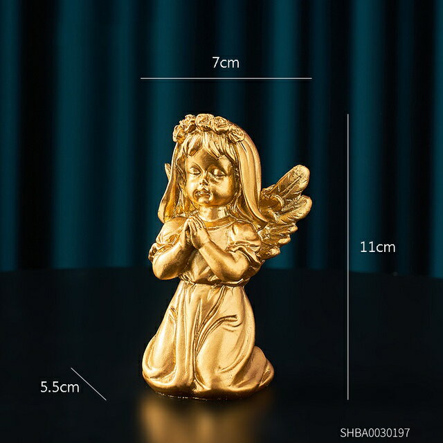 オブジェ 【天使の祈りの金1】天使の像の樹脂の置物家の装飾居間の装飾デスクトップの付属品屋外の芸術美学モデル装飾品ギフト 【Angel-praying Gold 1】Angel Statue Resin Figurines Home Decor Living Room Decoration Desktop Accessories Outdoor Art Aesthetics Model