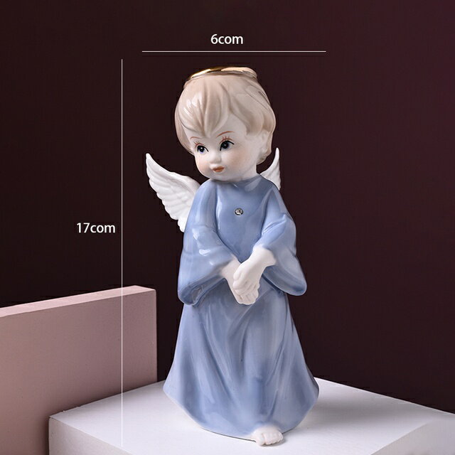 オブジェ 【17cm-ブルーエンジェル】インテリア用エンジェルフィギュアカワイイルームデコレーションモダンセラミックモデルオフィスアクセサリークリスマスガールギフト 【17cm-Blue Angel】Angel Figurines for Interior Home Decoration Kawaii Room Decor Modern Ceramic