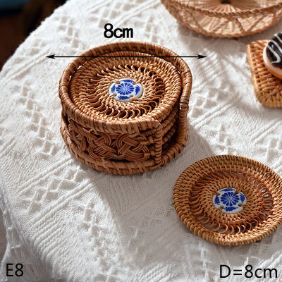 K[fjO yE8zێDVRكR[X^[6{Zbg[z_[tz[^ubgXNGA@CϔM}bg|bgpbh yE8zRound Hand Weaved Natural Rattan Coaster Set Of 6 Pieces With Storage Holder Home Tablet Square Vine Heat Proof Mat Pot Pad