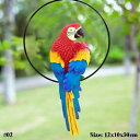 K[fjO yNo.02zhԉIEACAT[Nt[K[ffR[VnMOI[igz[AEghAnMOo[ht@[K yNo.02zHand Painted Red Yellow Blue Resin Parrot On Iron Circle Frame Garden Decor Hanging Ornam