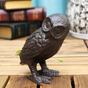 ガーデニング 【アンティークブラック】アンティークブラック鋳鉄スタンディングフクロウ像ヨーロピアンヴィンテージカントリーアクセント手作りホーム卓上装飾鳥動物の置...