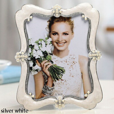 ǥ˥ ڥСۥ磻ȡۥƥԥ塼ۥ磻ȥѡ᥿եȥե졼衼ԥ󥷥Сۥ磻ȥ֥󥺥å4x44x65x78x10ե졼ॻå silver whiteAntique Pewter White PearlsMetal Tabletop Photo Frame European