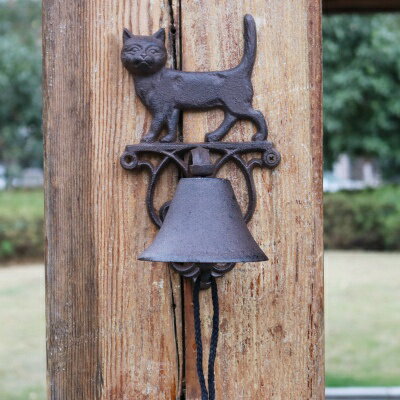 K[fjO yfpȃAeB[NzfpȔLSK[ffR[VnhNLOx[bpJg[ANZgz[EH[}Egwr[^EFJhAx yantique rusticzRustic Cat Cast Iron Garden Decor Hand Cranking Bell European C