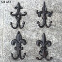 K[fjO y4ZbgzgȒSt[fXEH[tbNAnK[2AeB[Nfpȃz[K[fEH[fReBu^tbN4fUC ySet Of 4zRetro Cast Iron Fleur De Lis Wall Hook With Two Hangers Handmade Antique Rustic Ho