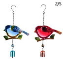 K[fjO y2_ZbgzԓSKXo[hK[fEBh`CnhNtg֋A[gh[z[EBhEO݂ yset of 2zBlue Red Iron Glass Bird Garden Wind Chime Hand Craft Glazed Metal Art Dream Home Window Indoor Outdoor Hang