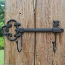 K[fjO yAeB[Nfpz2̃nK[tBe[WL[^SEH[tbN[sAt@[nEXANZgz[K[fEH[fR[VAeB[NfpȃtbN yantique rusticzVintage Key Shaped Cast Iron Wall Hook with Two Ha