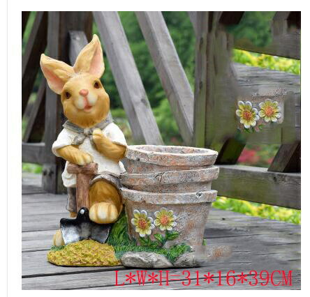 ガーデニング 【style4】ヴィラコートヤードシミュレーション動物装飾品レジン漫画ウサギ植木鉢デコレーションガーデンランドスケープパーク彫刻工芸品アート 【s...