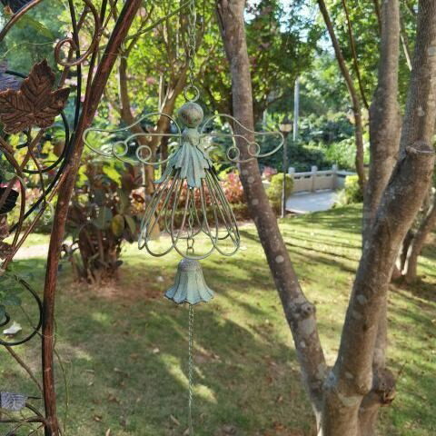 ガーデニング 【style8】錬鉄ウェルカムブランドバタフライエンジェルウィンドチャイムベルハンギングオーナメントアウトドアガーデンペンダントクラフトコートヤー...