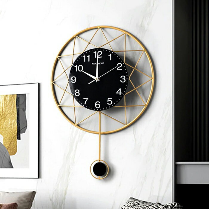 掛け時計 振り子時計 壁掛け 壁掛け時計 おしゃれ モダン 北欧風 振り子時計/QUARTZ ブラック/black [送料無料 輸入品] 時計 とけい クオーツ クウォーツ