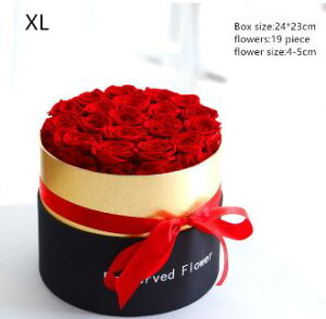 プリザーブドフラワー フラワーボックス バラ ばら 薔薇 造花 箱入り プレゼント 女性 おしゃれ 黒箱/バケツ型/赤バラ 色: XL [在庫有り 送料無料 輸入品] 大きい 箱詰め 花ギフト バケツフラワー