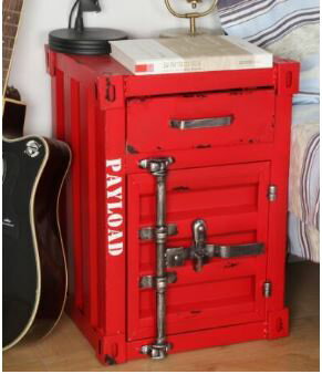 コンテナ風ボックス コンテナボックス おしゃれ コンテナ風引出扉付き収納 レッド左側開き/Red [送料無料 輸入品]