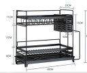 水切りかご 2段 大容量 水切りラック 2段 洗いカゴ 食器カゴ ステンレス 二段 ブラック/as picture 3 [送料無料 並行輸入品] 排水機能付き キッチンラック 皿 黒 おしゃれ モダン