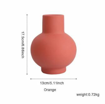 Rakuten - フラワーベース 陶器 北欧風 花瓶 一輪挿し おしゃれ オレンジ/orange サイズ：高さ約17.5cm [ 送料無料 輸入品 ] アート モダン 玄関 卓上 飾り 装飾