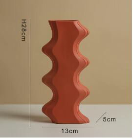 フラワーベース 陶器 大きい 北欧風 花瓶 一輪挿し おしゃれ レンガ/BHM-05E サイズ：高さ約28.5cm [ ..