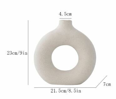 フラワーベース 陶器 北欧風 花瓶 一輪挿し おしゃれ ドーナツ型 高さ約23cm/L [ 送料無料 輸入品 ] アート モダン 玄関 卓上 飾り 装飾