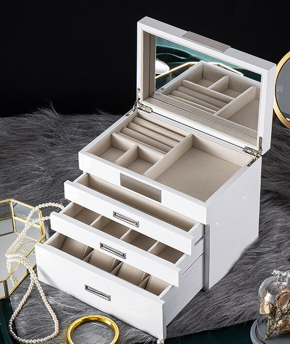 ジュエリーボックス 大容量 おしゃれアクセサリーケース アクセサリー 収納 引き出し アクセサリーボックス ホワイト 4段/Four-laye [送料無料 輸入...