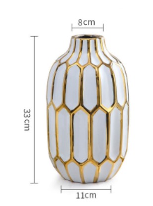 花瓶 おしゃれ 陶器 大きい 北欧風 フラワーベース おしゃれ ホワイト/ゴールド 高さ33cm/large [送料..