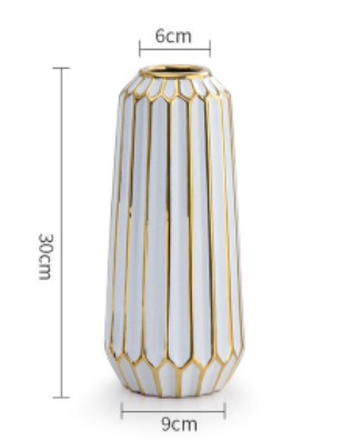 花瓶 おしゃれ 陶器 大きい 北欧風 フラワーベース おしゃれ ホワイト/ゴールド 高さ30cm/medium [送料..