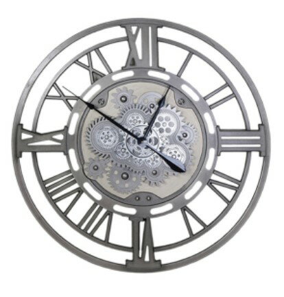 時計 壁掛け おしゃれ 北欧風 壁掛け時計 レトロ モダン 大型壁時計 シルバー/直径80cm [送料無料 輸入品] インテリア アンティーク風デザイン
