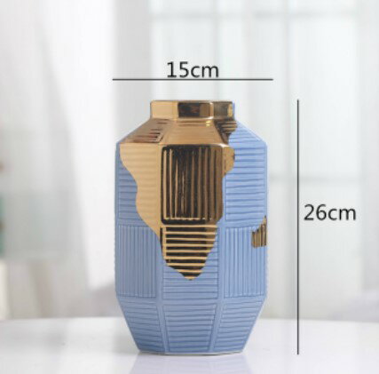 花瓶 おしゃれ 陶器 北欧風 かびん フラワーベース 花器 花瓶 ブルー：高さ26cmx15cm [送料無料 輸入品] 花 飾る お洒落 インテリア雑貨