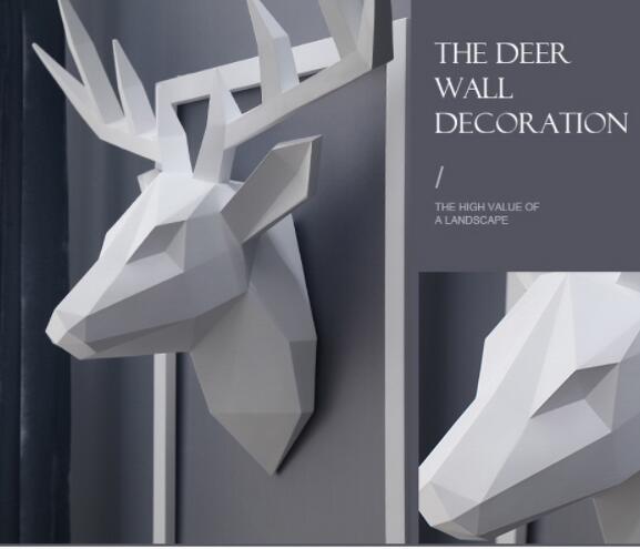 置物 置き物 おきもの 鑑賞 飾り物 飾り 装飾 装飾品 オブジェ 雑貨 おしゃれ お洒落 オシャレ 白 ホワイト 樹脂 大きい モノクロ 新築祝い [送料無料 輸入品] 動物 鹿 シカ 輸入雑貨 インテリア雑貨 壁掛け 立体 3D [2]