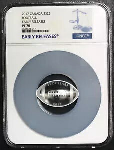 2017 カナダ プルーフ $25 フットボール ファイン シルバー カーブ コイン NGC PF 70 早期リリース(3)