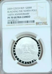 2009 チェコ共和国 シルバー 200 コルンが北極点に到達 NGC PF 70 ウルトラ カメオ!