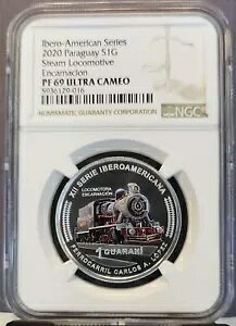 2020 パラグアイ シルバー 1 グアラニ S1G 機関車エンカルナシオン NGC PF 69 ウルトラ カメオ