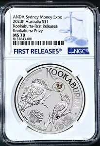 2023 クッカバラ 1 オンス シルバー コイン クッカバラ プライベート シドニー M. エキスポ MS70 ANDA FR