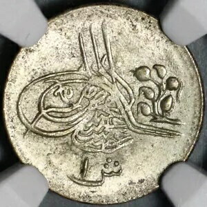 1879 NGC MS 63 エジプト 1 キルシュ 1293/4 オスマン アブドゥル ハミド II 銀貨 21061703C