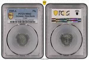 ʥ  - PCGS MS62 1945-A 1 Pfennig Pfg ʥ ɥġ軰 J.369 WW2