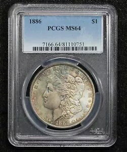 1886 モルガン ドル PCGS MS-64 トーン 1I03